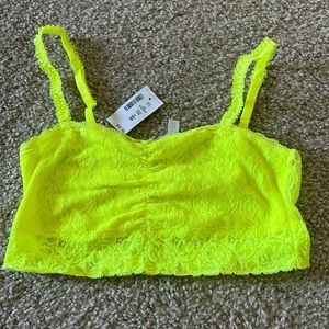 NWT: highlighter yellow bandeau / bra top. Removable and adjustable straps small